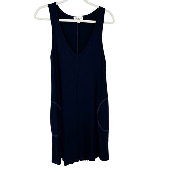 Feel The Piece Terre Jacobs Womens Summer V-Neck Pocket Tank‎ Dress XS/S Navy - Picture 1 of 7